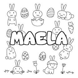 Coloraci&oacute;n del nombre MAELA - decorado Pascua