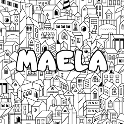 Coloraci&oacute;n del nombre MAELA - decorado ciudad