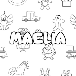 Coloraci&oacute;n del nombre MA&Euml;LIA - decorado juguetes