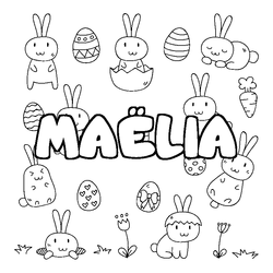 Coloraci&oacute;n del nombre MA&Euml;LIA - decorado Pascua