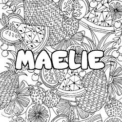 Coloraci&oacute;n del nombre MAELIE - decorado mandala de frutas