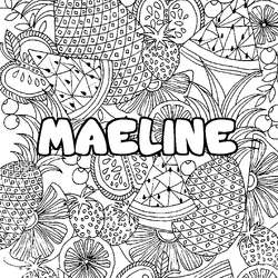 Coloraci&oacute;n del nombre MAELINE - decorado mandala de frutas