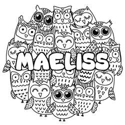Coloraci&oacute;n del nombre MAELISS - decorado b&uacute;hos
