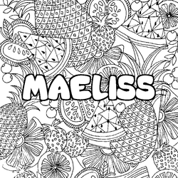 Coloraci&oacute;n del nombre MAELISS - decorado mandala de frutas