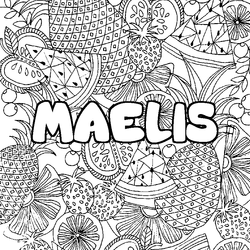 Coloraci&oacute;n del nombre MAELIS - decorado mandala de frutas