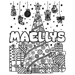 Coloraci&oacute;n del nombre MAELLYS - decorado &aacute;rbol de Navidad y regalos