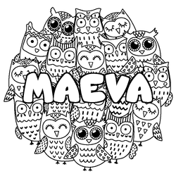 Coloraci&oacute;n del nombre MAEVA - decorado b&uacute;hos