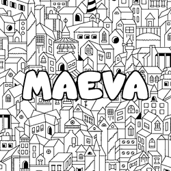 Coloraci&oacute;n del nombre MAEVA - decorado ciudad
