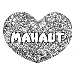 Coloraci&oacute;n del nombre MAHAUT - decorado mandala de coraz&oacute;n