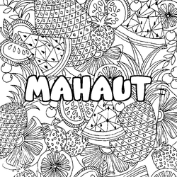 Coloraci&oacute;n del nombre MAHAUT - decorado mandala de frutas