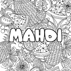 Coloraci&oacute;n del nombre MAHDI - decorado mandala de frutas