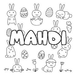 Coloraci&oacute;n del nombre MAHDI - decorado Pascua