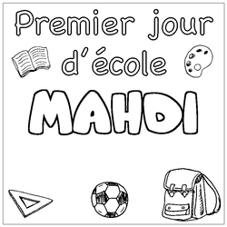 Coloraci&oacute;n del nombre MAHDI - decorado primer d&iacute;a de escuela