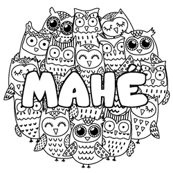 Coloraci&oacute;n del nombre MAH&Eacute; - decorado b&uacute;hos