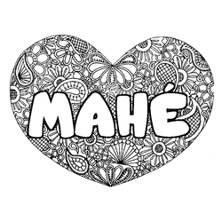 Coloraci&oacute;n del nombre MAH&Eacute; - decorado mandala de coraz&oacute;n