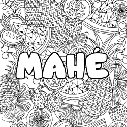 Coloraci&oacute;n del nombre MAH&Eacute; - decorado mandala de frutas