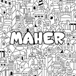 Coloraci&oacute;n del nombre MAHER - decorado ciudad