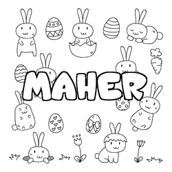 Coloraci&oacute;n del nombre MAHER - decorado Pascua