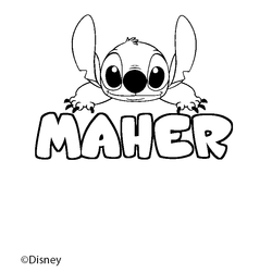 Coloraci&oacute;n del nombre MAHER - decorado Stitch