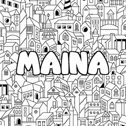 Coloraci&oacute;n del nombre MAINA - decorado ciudad