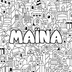Coloraci&oacute;n del nombre MA&Iuml;NA - decorado ciudad