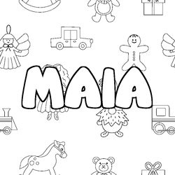 Coloraci&oacute;n del nombre MAIA - decorado juguetes