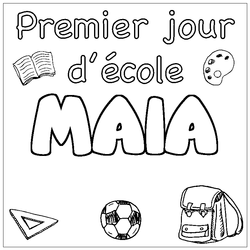 Coloraci&oacute;n del nombre MAIA - decorado primer d&iacute;a de escuela