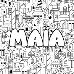 Coloraci&oacute;n del nombre MA&Iuml;A - decorado ciudad