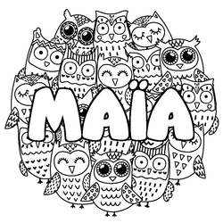 Coloraci&oacute;n del nombre MA&Iuml;A - decorado b&uacute;hos