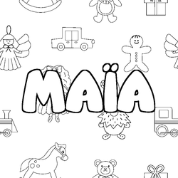 Coloraci&oacute;n del nombre MA&Iuml;A - decorado juguetes