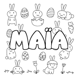 Coloraci&oacute;n del nombre MA&Iuml;A - decorado Pascua