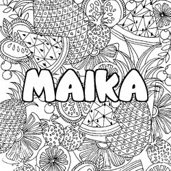 Coloraci&oacute;n del nombre MAIKA - decorado mandala de frutas
