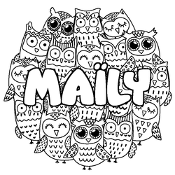 Coloraci&oacute;n del nombre MA&Iuml;LY - decorado b&uacute;hos