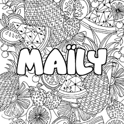 Coloraci&oacute;n del nombre MA&Iuml;LY - decorado mandala de frutas