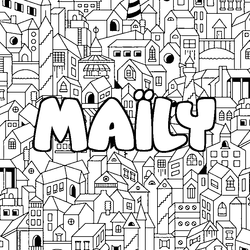Coloraci&oacute;n del nombre MA&Iuml;LY - decorado ciudad
