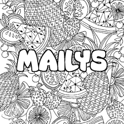 Coloraci&oacute;n del nombre MAILYS - decorado mandala de frutas