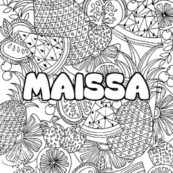 Coloraci&oacute;n del nombre MAISSA - decorado mandala de frutas