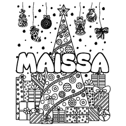 Coloraci&oacute;n del nombre MAISSA - decorado &aacute;rbol de Navidad y regalos