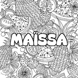 Coloraci&oacute;n del nombre MA&Iuml;SSA - decorado mandala de frutas