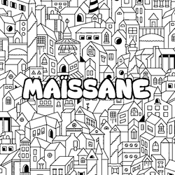 Coloraci&oacute;n del nombre MA&Iuml;SSANE - decorado ciudad