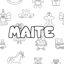 Coloraci&oacute;n del nombre MAITE - decorado juguetes