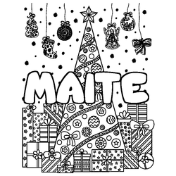 Coloraci&oacute;n del nombre MAITE - decorado &aacute;rbol de Navidad y regalos