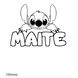 Coloraci&oacute;n del nombre MAITE - decorado Stitch