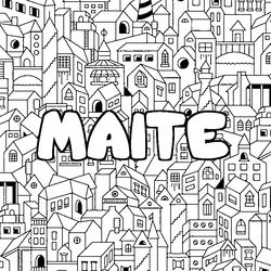 Coloraci&oacute;n del nombre MAITE - decorado ciudad