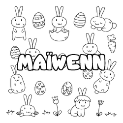 Coloraci&oacute;n del nombre MA&Iuml;WENN - decorado Pascua
