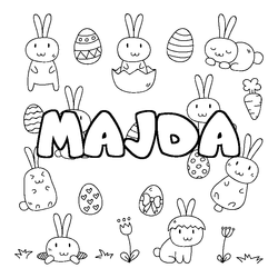 Coloraci&oacute;n del nombre MAJDA - decorado Pascua