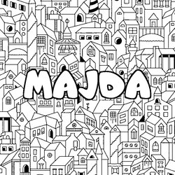 Coloraci&oacute;n del nombre MAJDA - decorado ciudad