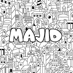 Coloraci&oacute;n del nombre MAJID - decorado ciudad
