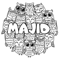 Coloraci&oacute;n del nombre MAJID - decorado b&uacute;hos