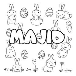 Coloraci&oacute;n del nombre MAJID - decorado Pascua